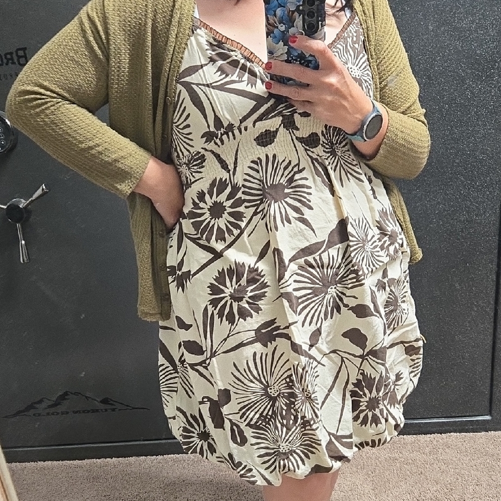 Speed Control Black and Cream Floral Midi Dress